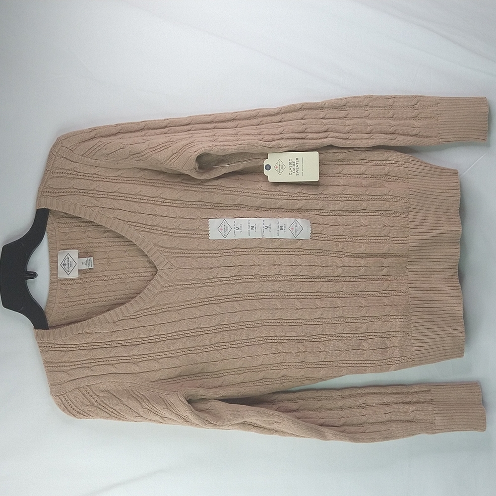 Women's Beige Cable Knit Sweater Size: M